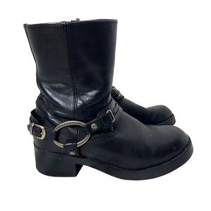 Harley Davidson Black Leather Womens 9 zipper boots